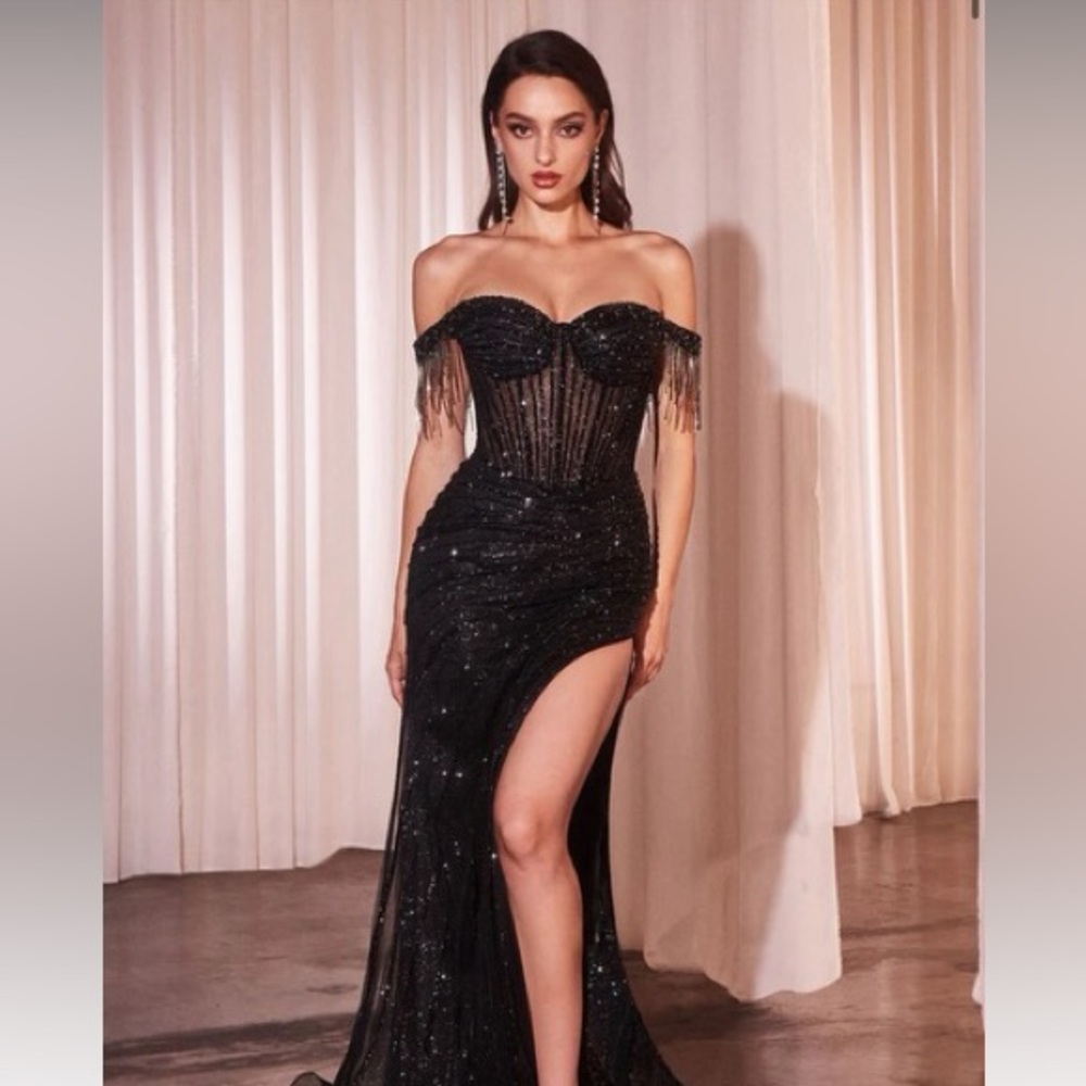 PromGirl Black Embellished Backless Gown
